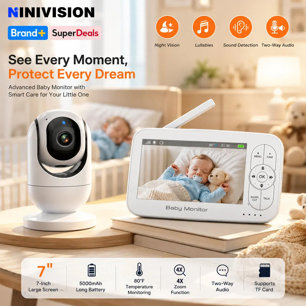 Audio Detect Music - 7-Inch 1080P Baby Monitor with Camera