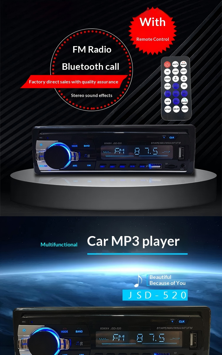 Audio Music Equalizer - 520 Bluetooth Car MP3 Player Car