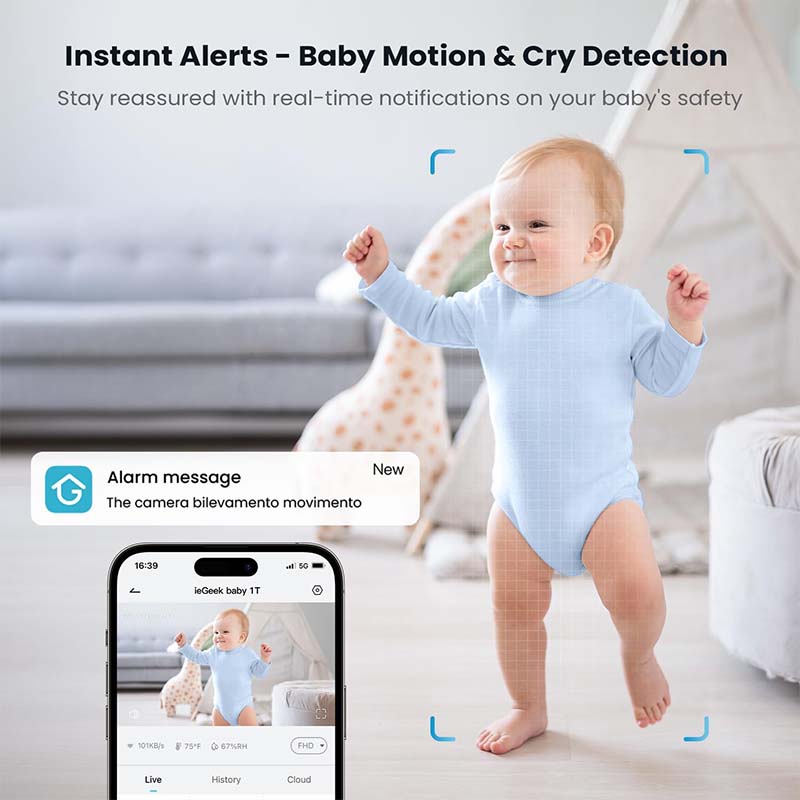 ieGeek Baby Monitor with 2K Ca – Audio Detect Music recenzja i cena
