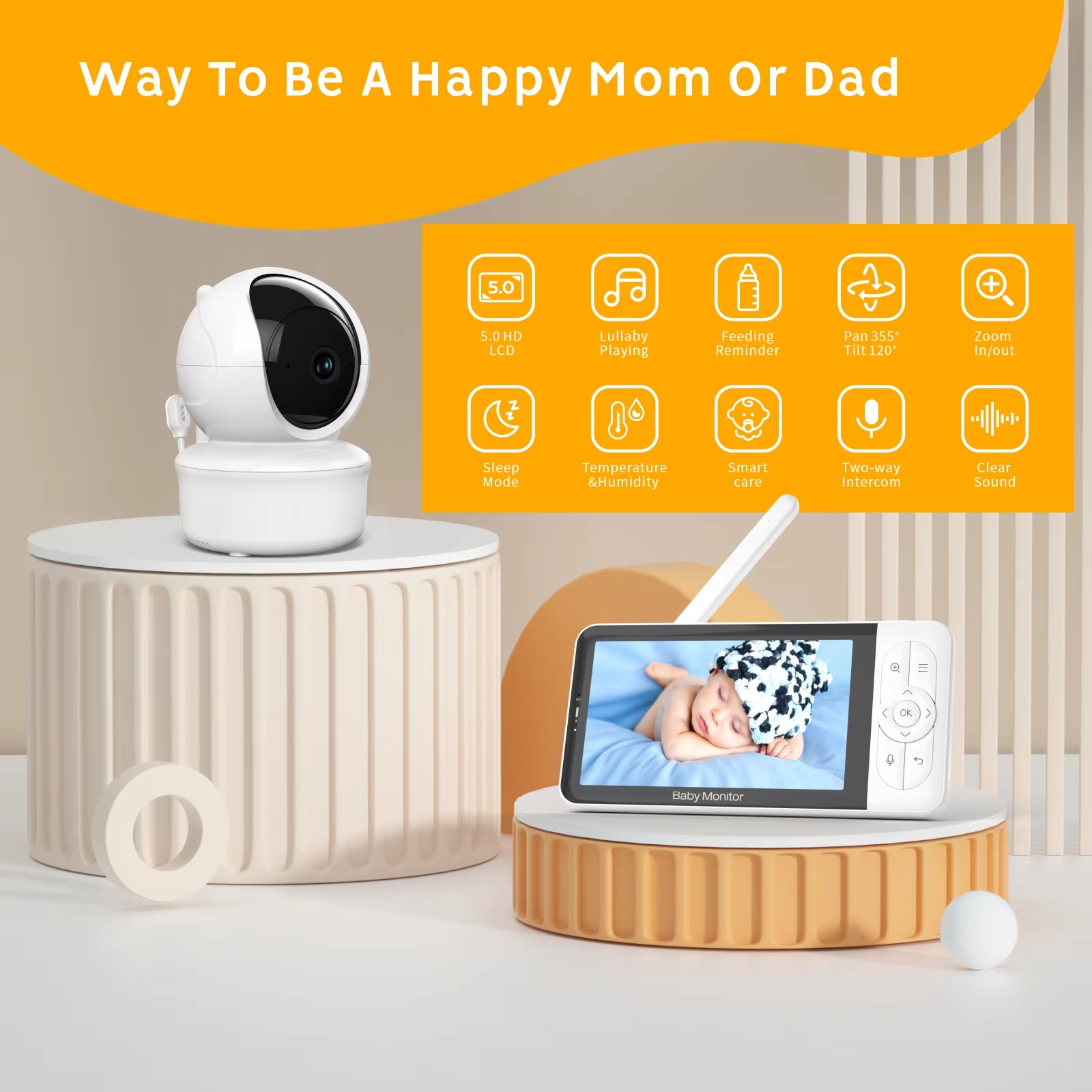 Babystar 5-inch Tuya baby moni – Audio Detect Music recenzja i cena