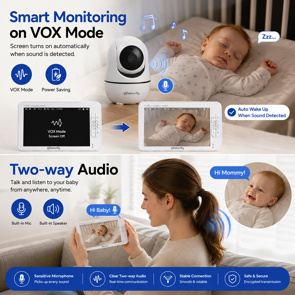 7 Inch Split-Screen Baby Monit – Audio Detect Music recenzja i cena