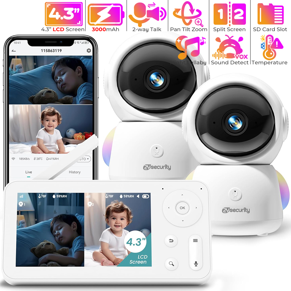 2K Baby Monitor with 2 Cameras – Audio Detect Music recenzja i cena