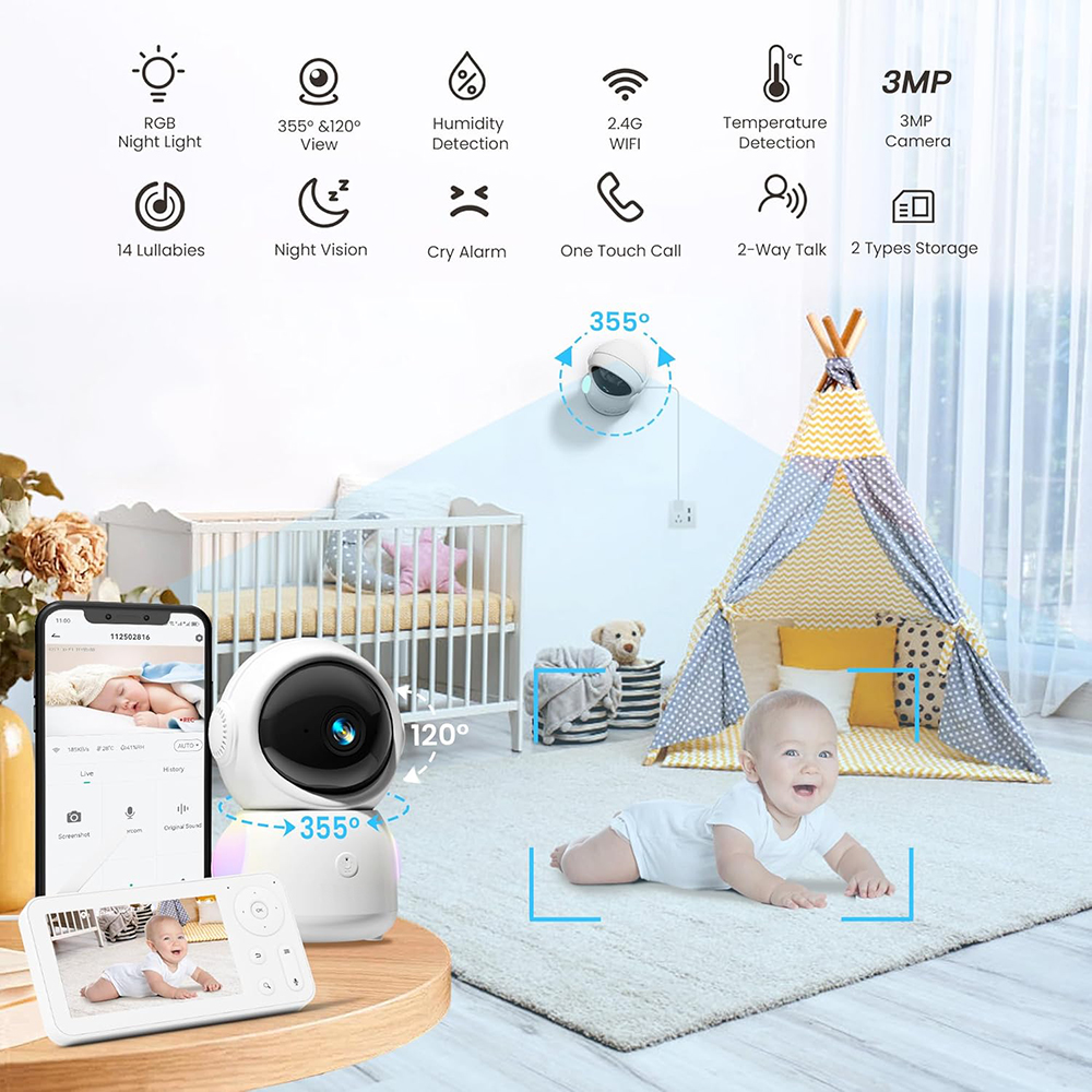 2K Baby Monitor with 2 Cameras – Audio Detect Music recenzja i cena