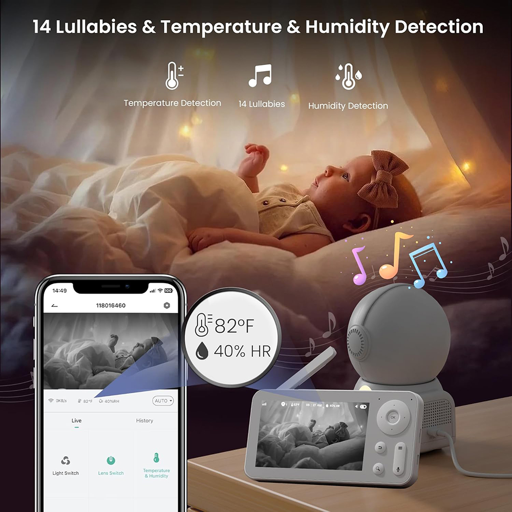 2K Baby Monitor with 2 Cameras – Audio Detect Music recenzja i cena