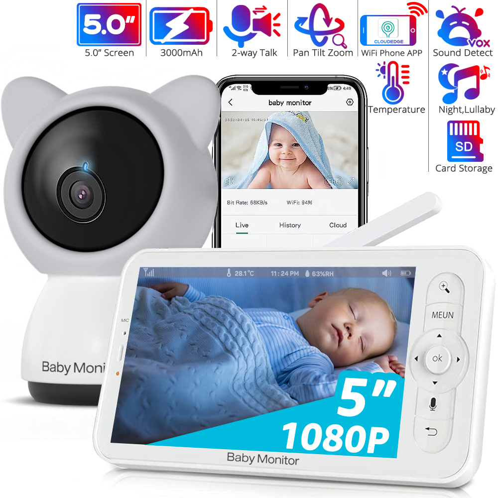 HD WiFi Baby Monitor with APP, – Audio Detect Music recenzja i cena